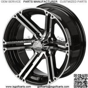 Revenge 15x7 Yukon Black & Machined Golf Cart Wheel 3:4 Offset