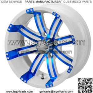 Revenge 12x7 Casino Cross Blue & White Golf Cart Wheel 3:4 Offset
