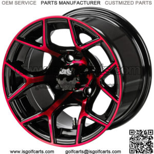 Revenge 14x7 Ninja Black & Red Golf Cart Wheel 3:4 Offset