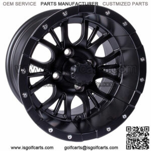 Set of (4) Diesel 14 inch Matte Black Golf Cart Wheels With 3:4 Offset