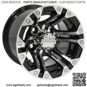 (1) Golf Cart Specter 10 inch Machined and Black Wheel With 3:4 Offset