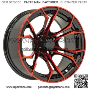 12x7 Black/Red Golf Cart Wheel | 3:4 Offset | 4x4 (101.6mm)