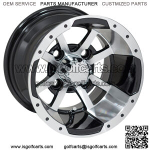 (1) Golf Cart Storm Trooper 10 inch Machined Black Wheel W/ 3:4 Offset