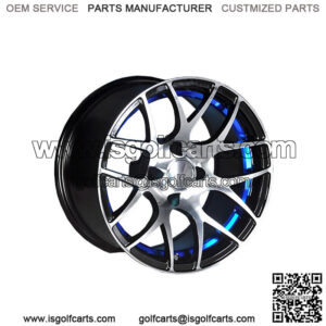 (1) Golf Cart Pursuit 12 inch Machined and Blue Wheel With 3:4 Offset