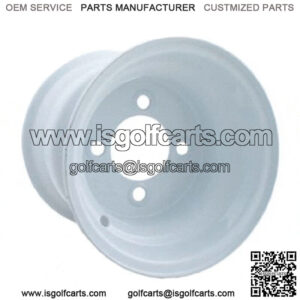 (1) 8 inch Golf Cart Steel Wheel (White) Centered, 4/4, 8x7 Club Car EZGO Yamaha