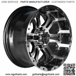 (1) Omega 14 inch Machined / Black Golf Cart Wheel With 3:4 Offset