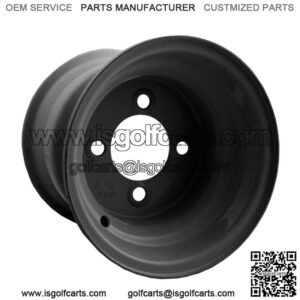 8 inch Black Steel Wheel for Golf Cart Centered | 4/4 (4 x 101.6mm) Bolt Pattern