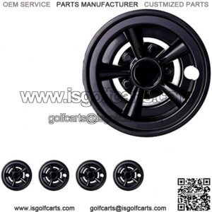 Golf Cart Hubcaps 8 Inch Set of 4, Shiny Wheel Covers for EZGO, Club Car, Yamaha Golf Carts- Black/Sliver