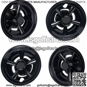 Golf Cart 8" Black Wheel Covers- EZGO, Club Car, Yamaha- Universal