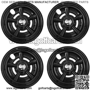 Tapacubos de Repuesto para Carrito de Golf de 8 Pulgadas para EZGO Club Car Y-amaha, diseo Cromado SS (4 Unidades, Negro)