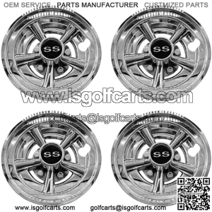 Tapacubos de repuesto para carrito de golf de 8 pulgadas para EZGO Club Car Y-amaha, diseo cromado SS (4 unidades, plateado)