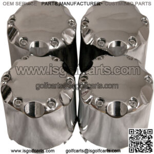 4 Chrome Center Caps for Golf Carts, Fits Club Car, EZGO Cart Wheels