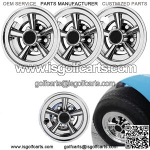 Golf Cart Wheel Covers Hubcaps, 8 Inch Chrome Golf Cart Hub Caps Snap-on Installation (Set of 4), Fits EZGO Yamaha Club Car