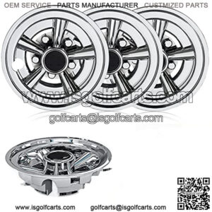 Premium Golf Cart Hubcaps, 8 Inch Chrome Golf Cart Hub Caps Set of 4, Shiny Wheel Covers Hubcaps for Yamaha, EZGO, Club Car Golf Carts??Silver??