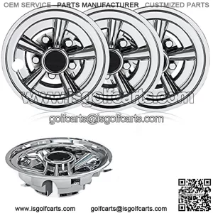 Premium Golf Cart Hubcaps, 8 Inch SS Chrome Golf Cart Hub Caps Set of 4, Shiny Wheel Covers Hubcaps for Yamaha, EZGO, Club Car Golf Carts??Silver??