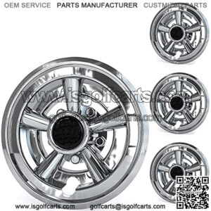 Golf Cart Wheel Covers 8" Set of 4 SS Chrome Hubcap for Golf Cart Club Car E-Z-GO Yamaha Wheel Hubcaps - Silvery