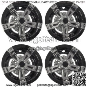 Set of 4 Golf Cart 10" Maverick Chrome and Black Wheel Covers Hub Caps