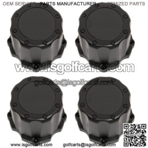 Set of 4 - Matte Black SS Bolt On Center Cap for Specter Golf Cart Wheels