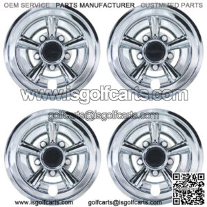 Golf Cart 8" Chrome SS Wheel Covers Hub Caps Set of 4