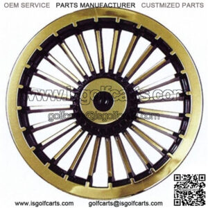8" Turbine Black/Gold Golf Cart Hub Caps - Each