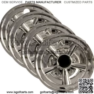 8" Chrome Golf Cart Wheel Covers Hub Caps Set of 4 Fit EZGO, Club Car, Yamaha