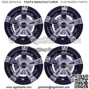 4x Chrome Black Golf Cart Hub Caps 8 Inch Wheel Covers For EZGO Club Car YAMAHA