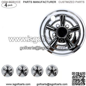 Chrome Golf Cart Hub Caps 8 inch Wheel Covers for EZGO Club Car Yamaha, 4PCS