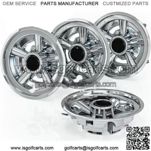 8 Inch Golf Cart Wheel Covers Hub Caps for EZGO Club Car Yamaha,Set of 4-Chrome