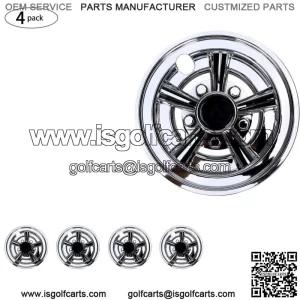 Chrome Golf Cart Hub Caps 8 inch Wheel Covers for EZGO Club Car Yamaha, 4PCS