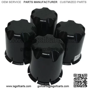 Golf Cart UTV ATV Wheel Rim Black Center Caps (Set of 4)