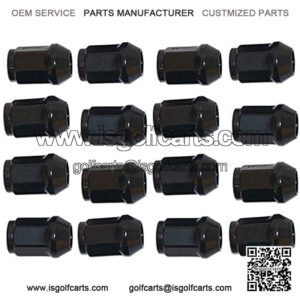 Black Metric Lug Nut Set (16) for Star and Yamaha Golf Carts