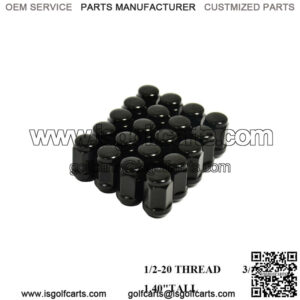 16PC EZ-GO CLUB CAR GOLF CART BLACK LUG NUTS 1/2"-20 CLOSED END FOR GOLF CARTS