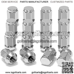 Colf Cart Chrome Wheel Lug Nuts for Club Car & EZGO, 1/2"-20 Size, OEM# 14723-G1, 1010984, 14723-G1, 16 Pack