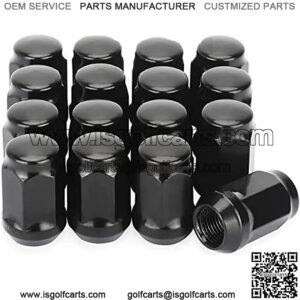 Golf Cart Chrome Wheel Lug Nut, 1/2-20 Size for EZGO & Club Car (16 Pack Black Closed End Lug Nuts)