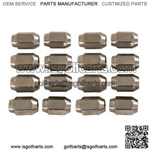 16 Pack Chrome Closed End Standard Lug Nuts 1/2-20 for Club Car / EZGO Golf Cart