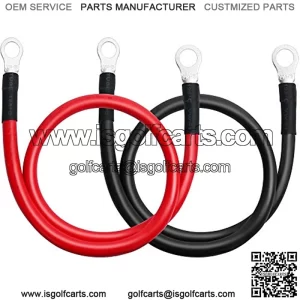 6 AWG 20 Inches (Each) Battery Cables Set with Terminals, 3/8-Inch Lugs (Positive and Negative) for Motorcycle, Automotive, Marine, Solar, ATV, RV, Mower, Oxygen-Free