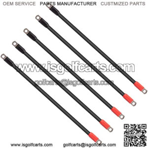 Golf Cart Battery Cable Set for Club Car DS 1995-Up 48 Volt 4 Gauge (Set of 5)