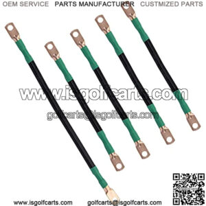 Golf Cart Battery Cable Set (4 Gauge) for EZGO 1994 & UP Medalist/TXT,36V/48V Golf Buggies - 4-10" Black, 1-13" Black.(5 Pack)