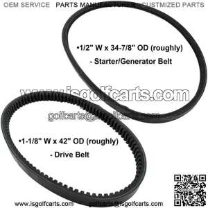 Drive Starter Generator Belt Set Fit for EZGO Gas Golf Cart 94-13 4Cycle TXT RXV