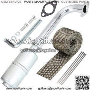 Upgraded Exhaust Pipe Header Muffler Assembly with Heat Shield Tape for Predator 301cc 8hp 420cc 13hp GX240 270 390 Mini Bike Go Kart Golf Cart Mud Boats Racing Lawnmower OHV Clone Small Engine