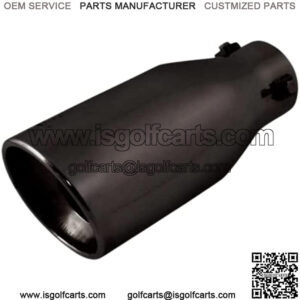 EX-1012B Performance Bolt-On Resonated Muffler Slant Tip with Clamps and Adapters for Fitment on Most Cars, Sedans, and Trucks - Matte Black Powdercoat