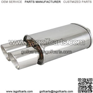 TC Sportline Burnout MU-UN002DP Spun-locked Universal Oval Muffler Exhaust 3.5" Double Wall Dual Slant Tip 2.5" Inlet (Polished)