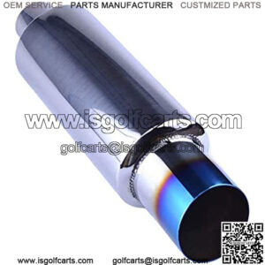 2 inch Inlet Muffler Exhaust 2" to 3" Exhaust Muffler Resonator Tailpipe Tips 14.8" Length Tail Muffler with Blue Burnt Exhaust Tip Fit For Car Truck
