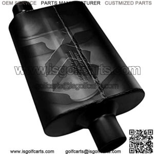 942446 Super 44 Muffler - 2.25 Offset IN / 2.25 Center OUT - Aggressive Sound, Black