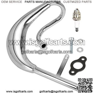 Performance Chrome Exhaust Muffler Expansion Chamber Pipe Silencer Gasket for 2 Stroke 50cc 66cc 80cc 100cc Engine Gas Motorized Bicycle Motor Bike Silver