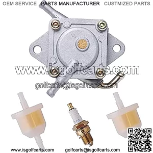 Podoy Club Car Fuel Pump for Compatible with Gas Golf Cart Tune Up Kit with Fuel Filter Spark Plug DS Precedent from 1984 to Present 290FE 350FE Compatible with Kawasaki Engine 1014523