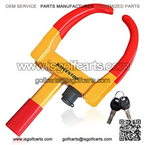 Wheel Clamp Lock Universal Security Tire Lock Anti Theft Lock Fit Most Vehicles, Max 10" Tire Width And 7.5" Reach, For Trailers Suv Boats Atv'S Motorcycles Golf Cart Great Deterrent Bright Yellow/Red