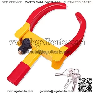 Universal Wheel Lock Heavy Duty Security Trailer Wheel Lock Tires Anti Theft for Car SUV Boat Motorcycle Golf Cart Great Deterrent Bright Color with 3 Keys (Red-Yellow)