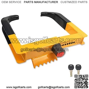 Universal Wheel Clamp Lock Tire Lock Wheel Chock Security Lock Anti-Theft Vehicle Heavy Duty Lock Max 11 inch Tire Width for Trailers SUV Golf Cart RV Truck Van Yellow/Black