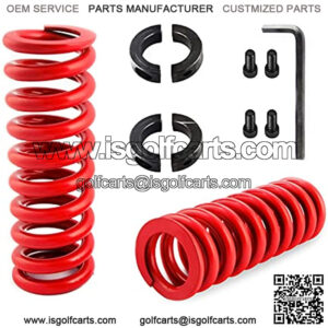 2X Heavy Duty Rear Shock Spring Fits Yamaha Golf Cart G14, G16, G19, G20, G22, G29 Drive Models, & 4X Bolts, 4X Spacer Clamps and 1X Wrench